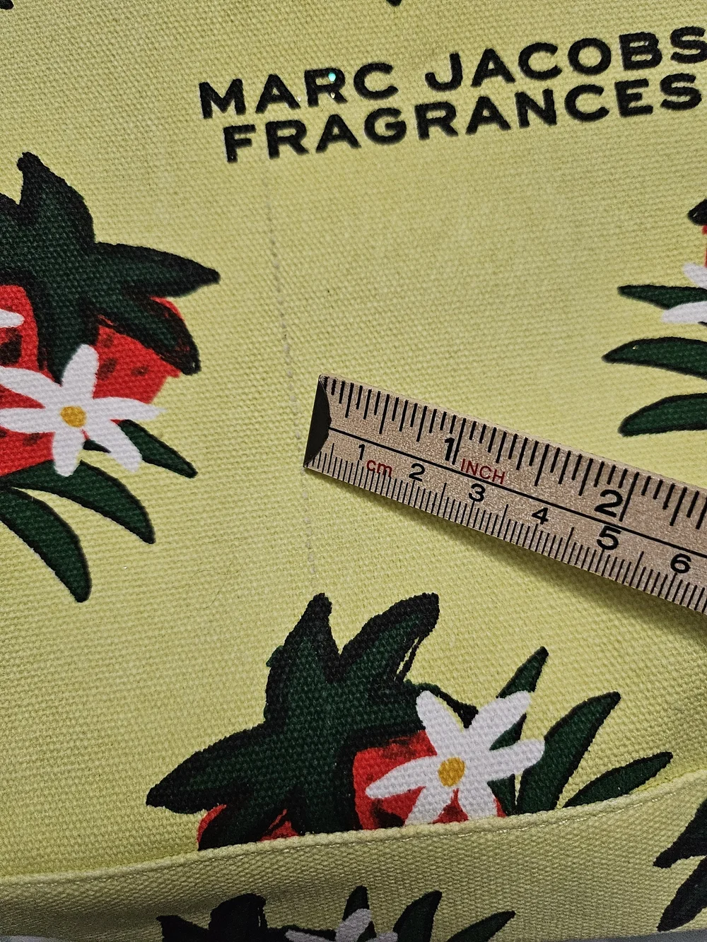 Marc Jacobs Fragrances Floral Cosmetic Pouch - Lime Green with Red Accents